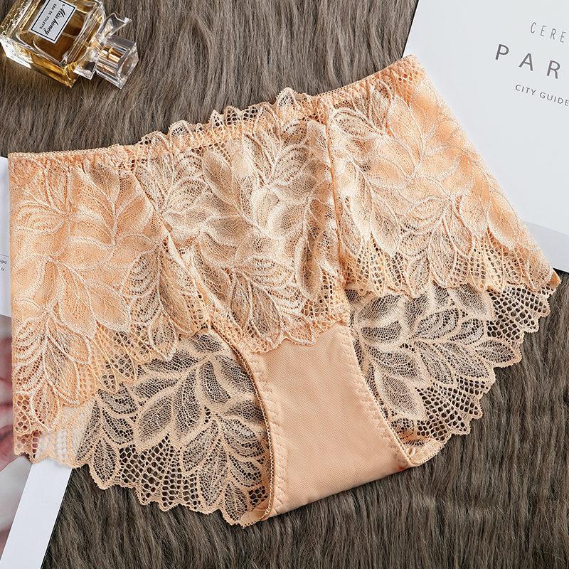 Large Size Panties Sexy Lace Women's Hollow Out Underpants High Waist Cotton Crotch Briefs Boyshorts for 100kg