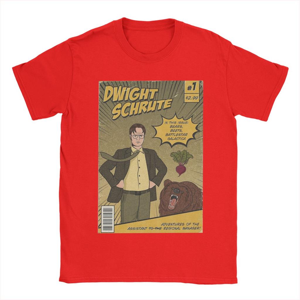 Мужская футболка Dwight Schrute Comics Vintage Cotton Tee Shirt Short Sleeve The Office Tv Series T Shirts O Neck Clothes Graphic