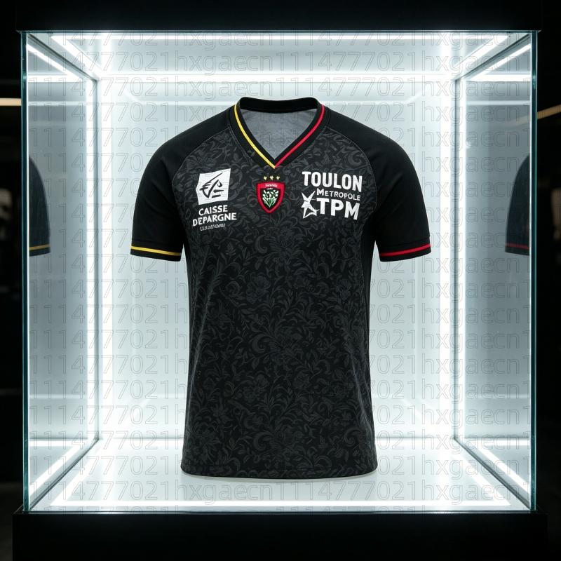 2026 Новая футболка RCT Toulon Третья регбийная футболка Футболка Мужская Футболка для фаната футбола Быстросохнущая Дышащая спортивная одежда Семейные детские футболки