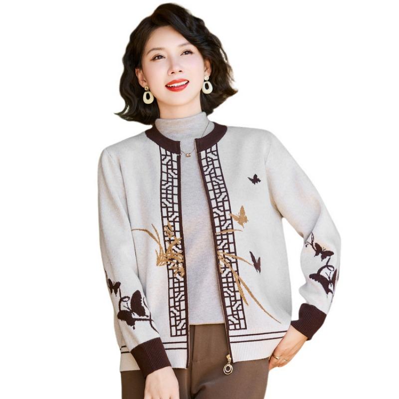 Мамино пальто весна и осень одежда для пожилых женщин среднего возраста модный свитер куртка осенняя одежда новая