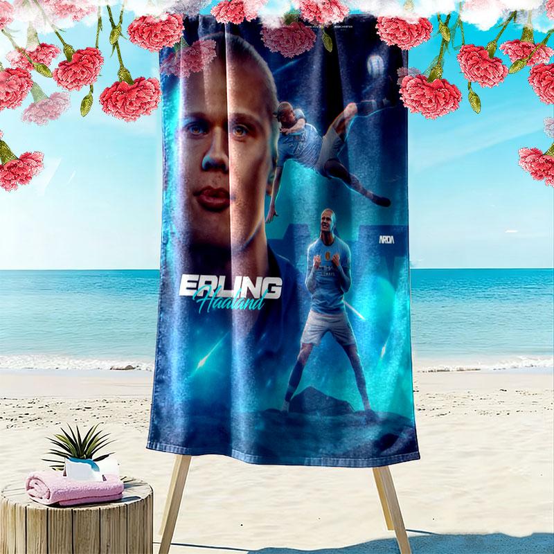 Haaland Goal Print Beach Towel, Large Soft Quick Dry Towel for Beach Camping Swimming
