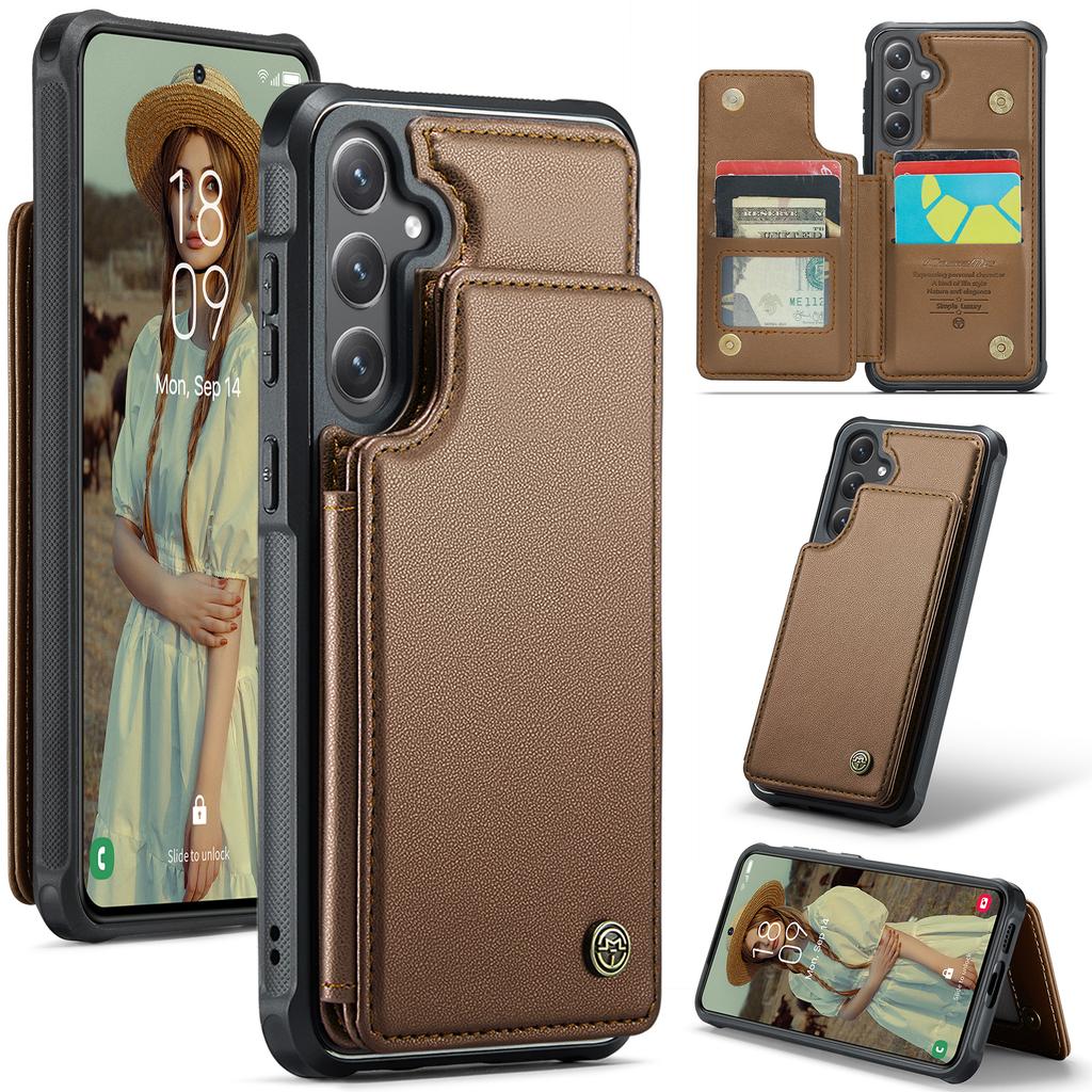 For Samsung Galaxy S25+ Case with RFID Blocking 5 Card Slots CASEME C22 Leather Back Cover