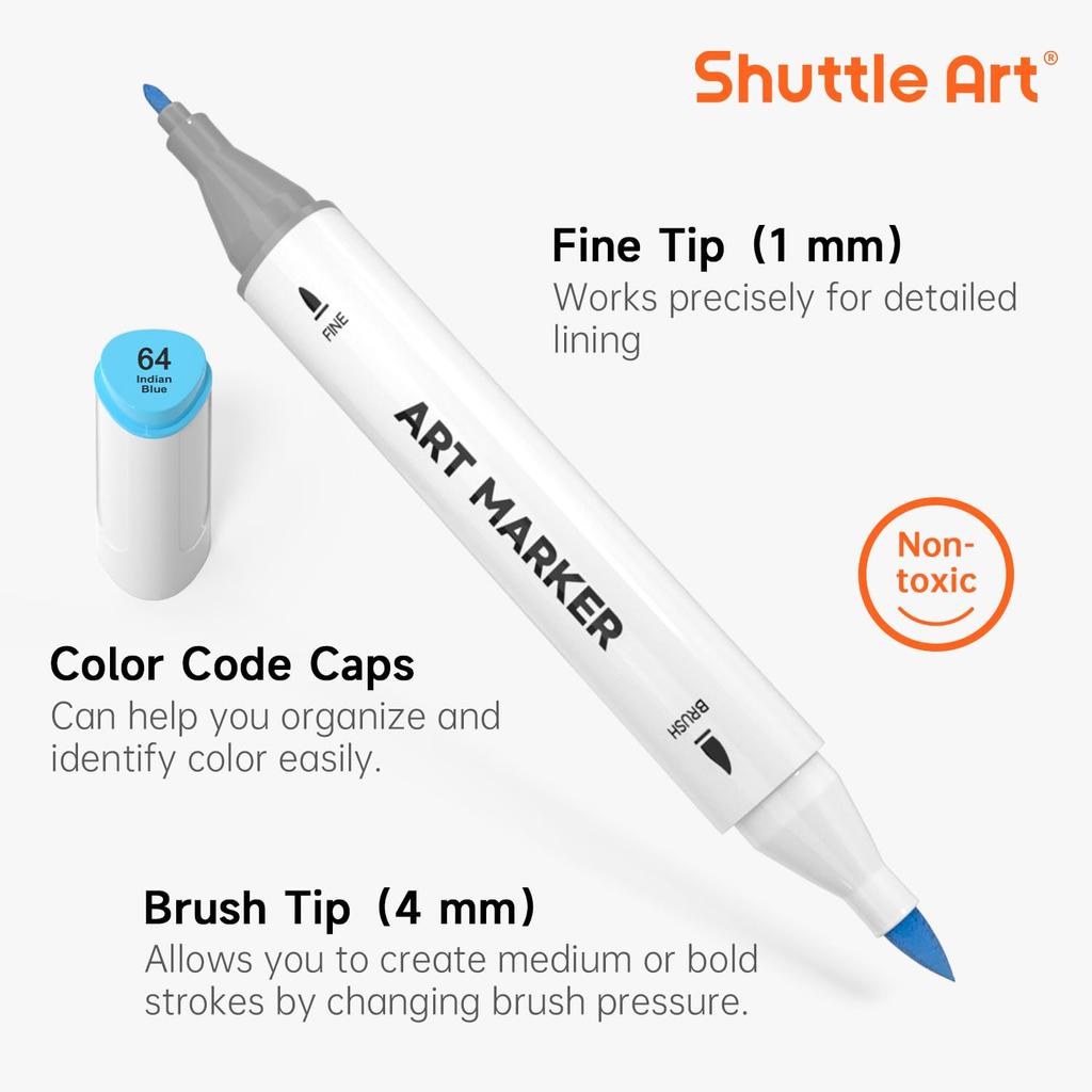 Маркеры Shuttle Art для иллюстраций, спиртовые, с двойным наконечником, блендер, чехол и палитра. Идеально подходят для раскрашивания и рисования. Отличный подарок для взрослых, 120 цветов