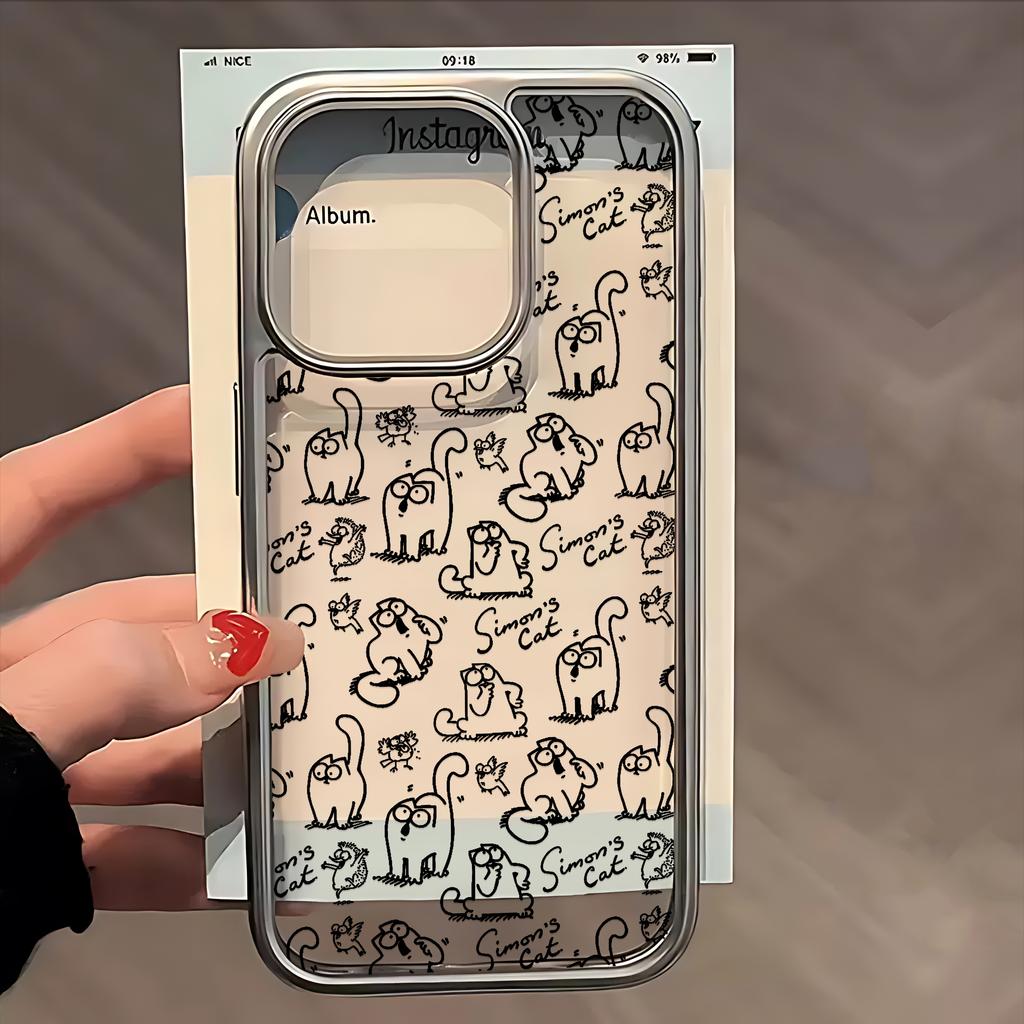 Cute S-Simons-Cat Phone Case for iPhone 17 16e 16 15 14 13 12 11 Air Pro Max X XR XSMAX 8 7 Plus Luxury Clear Soft Back Cover