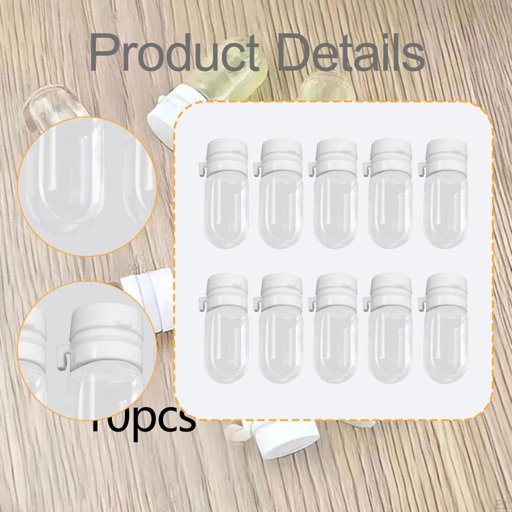 10 Pieces Small Dropper Bottle Double Cap Round Bottom Vials 2ml Transparent Containers Mini