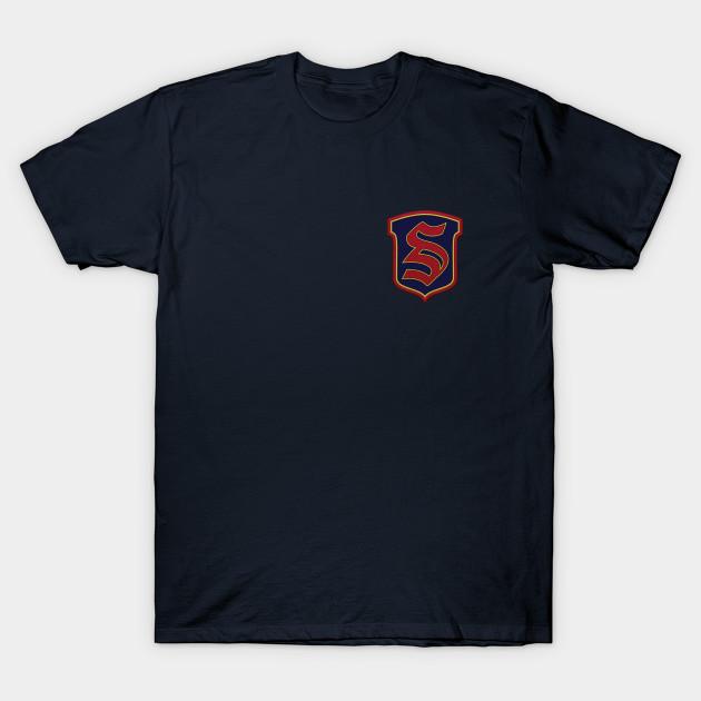 Men Black Print T-shirt Legacies - Salvatore Boarding School Crest No-Cut Transfer Paper Print Cotton Tshirt