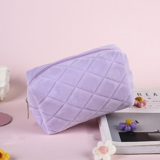 Плюшевая косметичка, милая большая вместительная женская сумка, легко носить с собой, портативная, просторная с металлической молнией, косметический органайзер