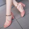 Spring Summer Sexy Fish Mouth Hollow Roman Sandals Thick With Word With Beaded High Heels Female Summer Sexy Female Sandals