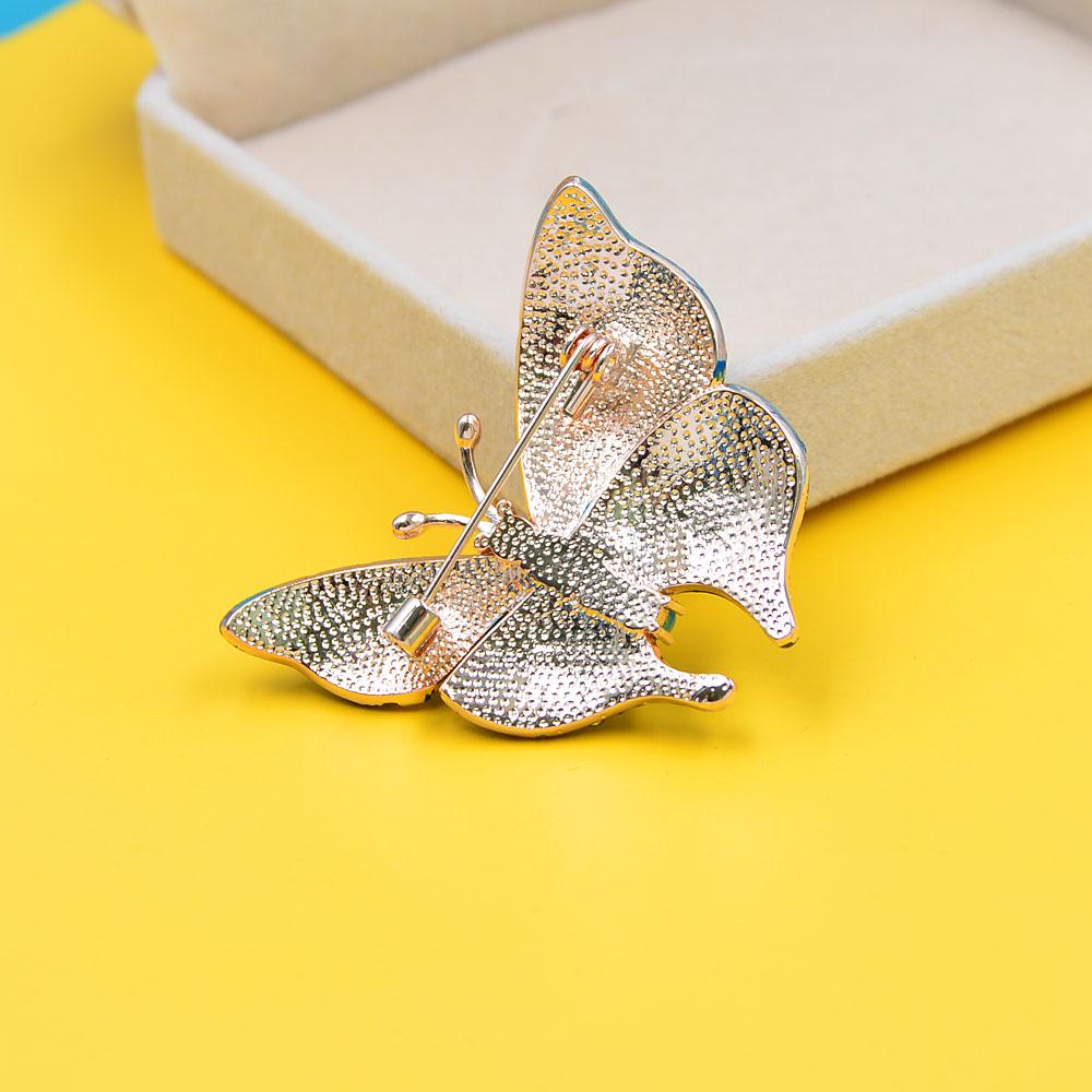 New Arrival Rhinestone Omber Color Blue Butterfly Brooches For Women Insect Pin Winter Design Fashion Jewelry