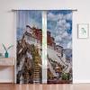 Городское здание 3D-печатные шторы Вид на улицу Ночной вид Здание Комплекс Гостиная Окна от пола до потолка Индивидуальные шторы