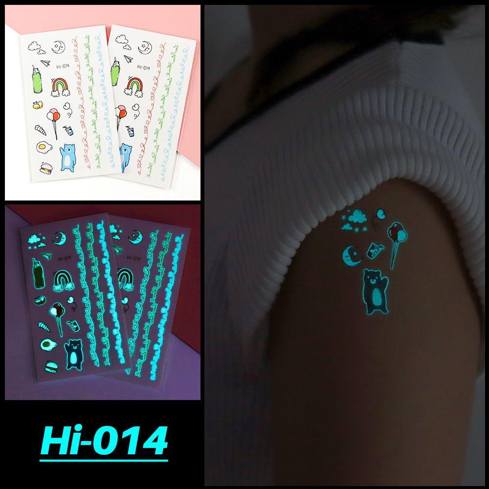 Star Feather Men Women Tattoo Sticker Blue Luminous Fake Tattoo Temporary Tattoos Body Art