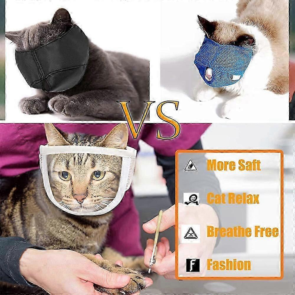 Cat Muzzle Clear Breathable Dogs Cats Bathing Grooming Tools Prevent from Cats Bite and Chew Puppy Kitten Muzzles Pet Supplies less