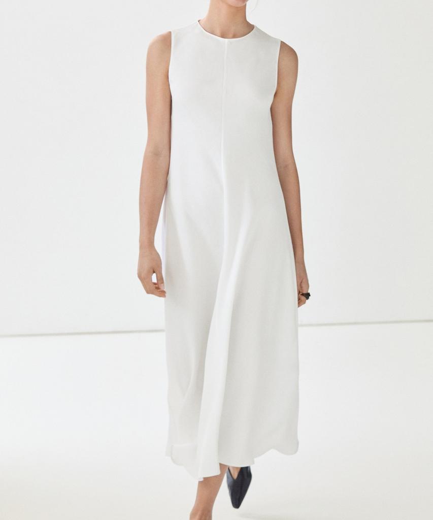 Masimodutti Linen Blend Fluid Midi Dress