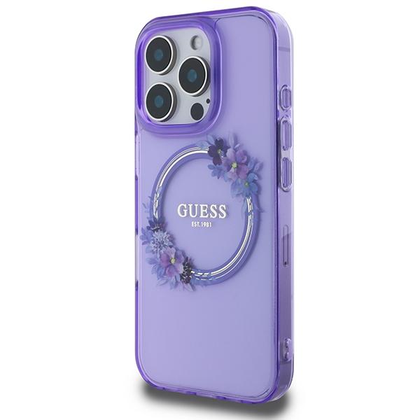 Guess Guhmp16Lhfwfcu Iphone 16 Pro 6.3 Fioletowy/Purple Hardcase Iml Flowers Wreath Magsafe