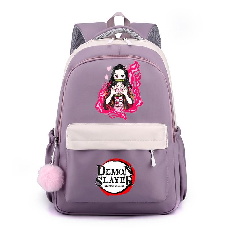 Аниме Demon Slayer, нейлоновый милый мягкий рюкзак, повседневная сумка для книг, школьная сумка для девочек, мальчиков, мужчин и женщин, дорожная сумка для отдыха Mochila