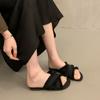 Fashion Slides Fuzzy Furry Women's Slippers and Ladies Black Sandals Flat Summer 2024 Vintage Feather Outside Shoes 39 On Offer Original