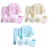 Newborn Baby Boy Girl Clothing Set + Hat + Bib Cartoon Printed 0-3M
