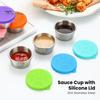 40 мл контейнеры для заправки салата с крышками, герметичные соусницы из нержавеющей стали для ланч-боксов, пикников, путешествий, фруктов, закусок, соусов, контейнеры