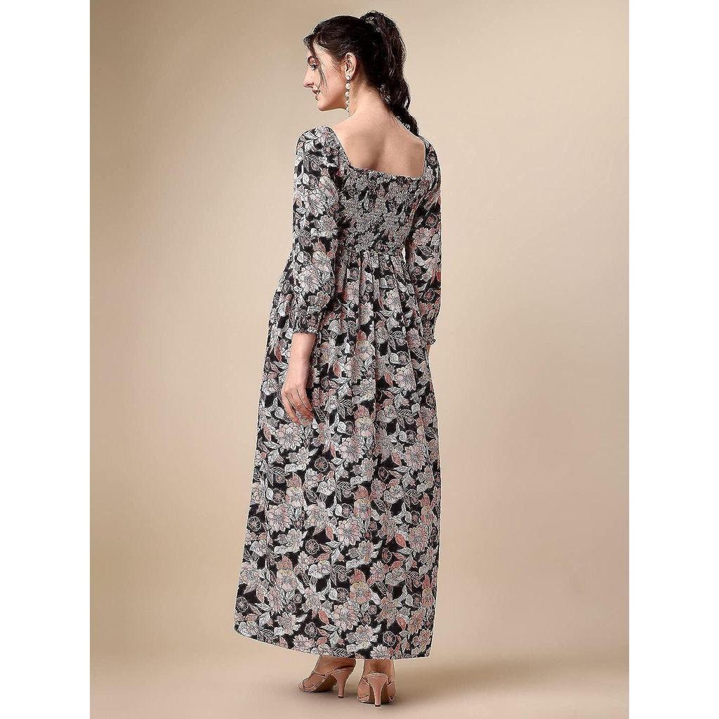 Женское длинное платье из крепа с цветочным принтом Sheetal Associates
