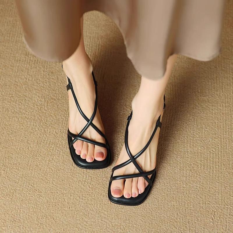 Модные женские квадратные босоножки на высоком каблуке Модные летние сексуальные открытый носок Элегантные для вечеринки офиса Тонкие туфли на высоком каблуке Sandalias De Mujer