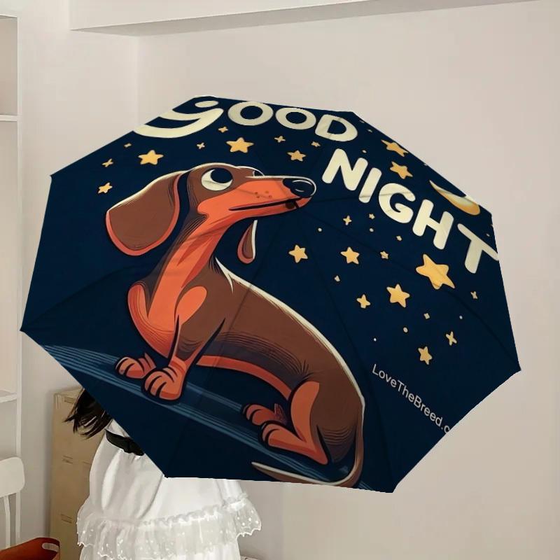 1pc Good Night Dachshund Umbrella with Plastic Handle,Suitable for All Seasons Home Travel Outdoor UmbrellaDD332