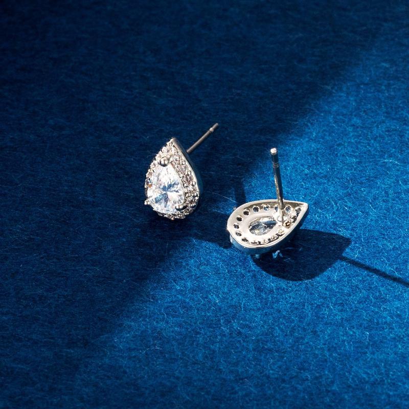 Свадебные украшения Европейская и американская мода Свадебные серьги-пусеты с цирконом в виде капли воды Изящные серьги для женщин Темпераментные серьги Горячие