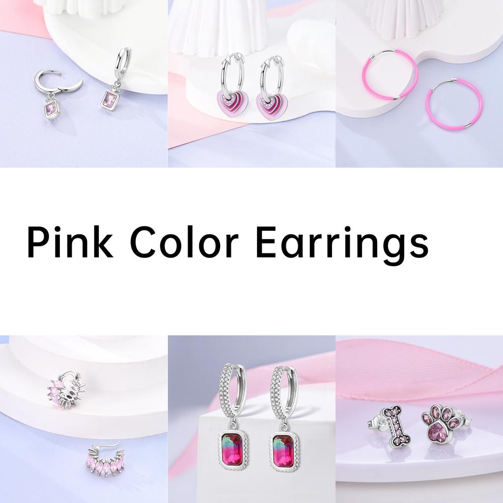 Purple Zircon Hoop Earrings 925 Silver U-shaped Liquid Metal Love Heart Fashion Earrings For Women Jewelry