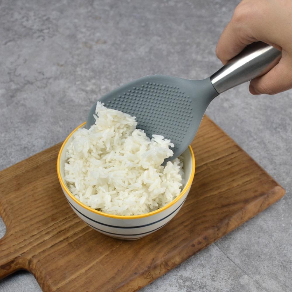 Stainless Steel Handle Silicone Rice Spoon Non-stick Serving Spoons Rice Paddle  Rice Cooker