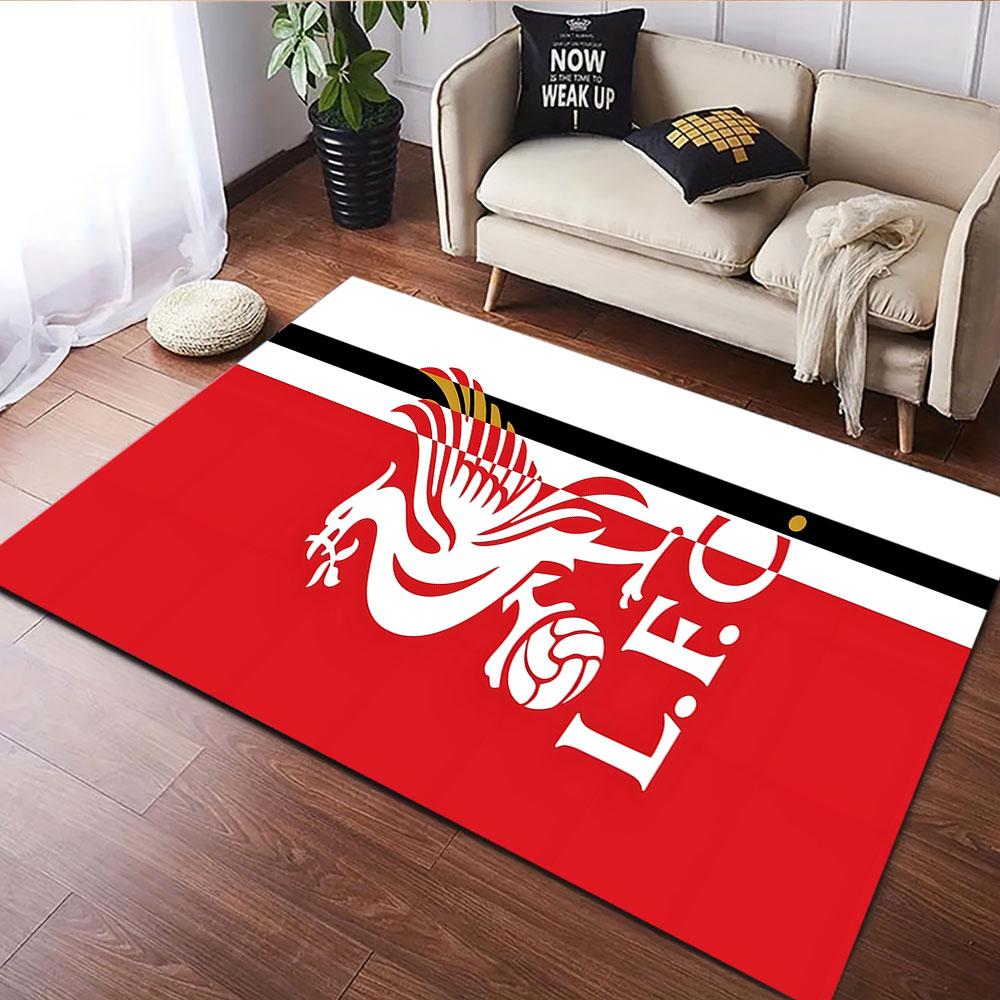 Red and White LFC Logo Design Patterned carpet, suitable as a non slip play mat for the living room and bedroom sofa