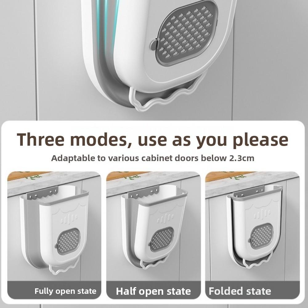 Space Saving Wall-Mounted Trash Bin Plastic Hands-Free Foldable Storage Bin Thickened Large Capacity No-Bending Trash Can