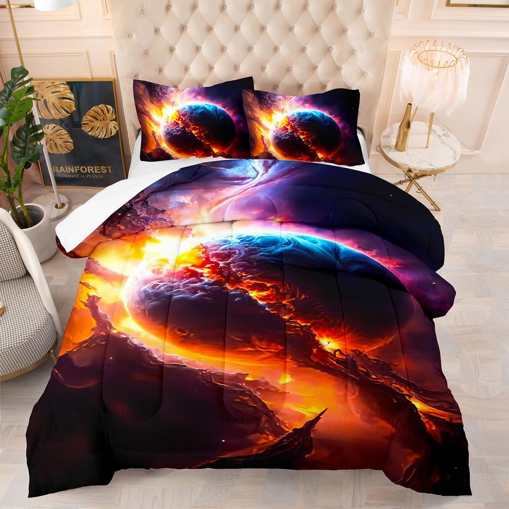 Comforter Starry Night Series Astronauts Theme Home Comforter Quilted Blanket Goose Down Duvet King Queen 3D Blanket Size Twin