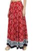 Женская красная юбка из хлопка с принтом «батик» с эластичной талией, макси, лето