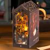 Миниатюрный кукольный домик DIY Кит для бук-нука Ручная работа 3D Пазл Модель Вставка для книжной полки Декор со светом Волшебная библиотека Деревянное ремесло День рождения