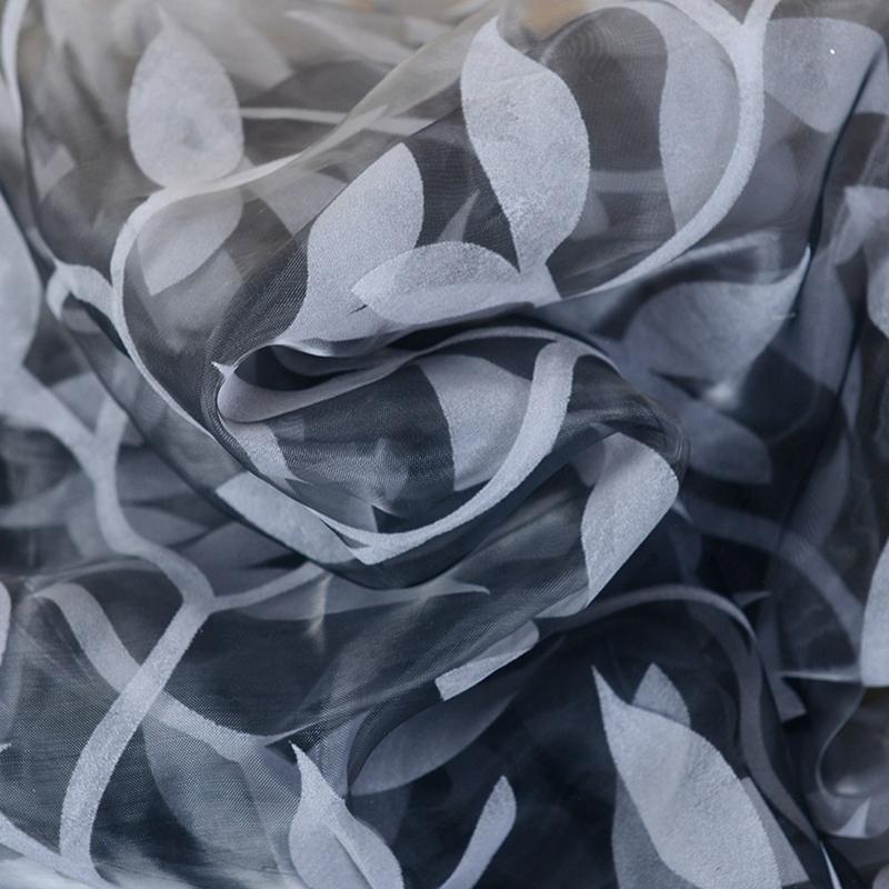 95x200cm Elegant Modern Tulle Curtains For Living Room Bedroom Kitchen Green Leaf Sheer Curtains For Window Tulle Curtains Drap