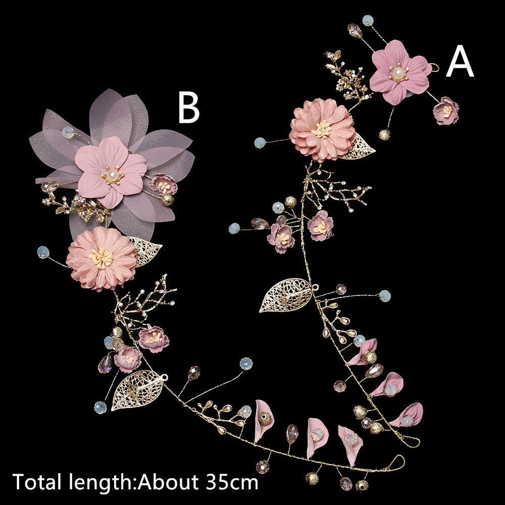 Hair Jewelry Headpiece Crown Purple Flower Tiara Pearl Hair Band Bride Headwear Headdress