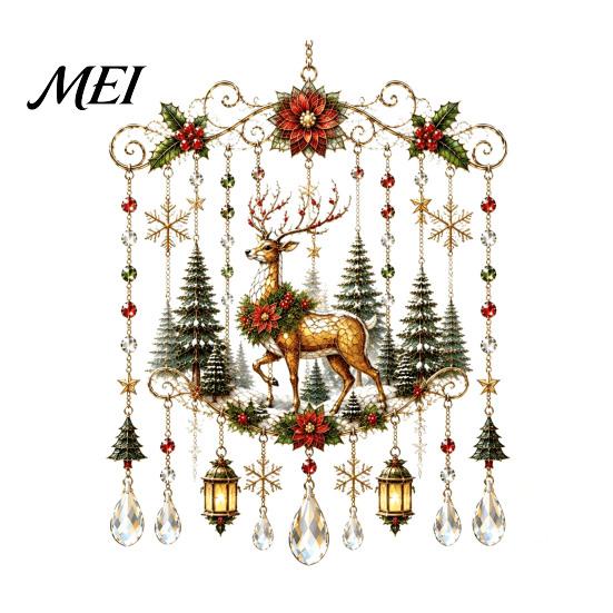Outdoor Hanging Ornaments for Backyard Christmas Wind Chime, Acrylic Sun Catcher Garden Patio Chimes Decor, Yard Art with Soothing Melodies,