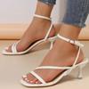 Fashion Women New Summer High Heels Sandals Female Simple Thin-Strap Square Toe Sandals Woman Ankle Buckle Stiletto Heels Party Shoes