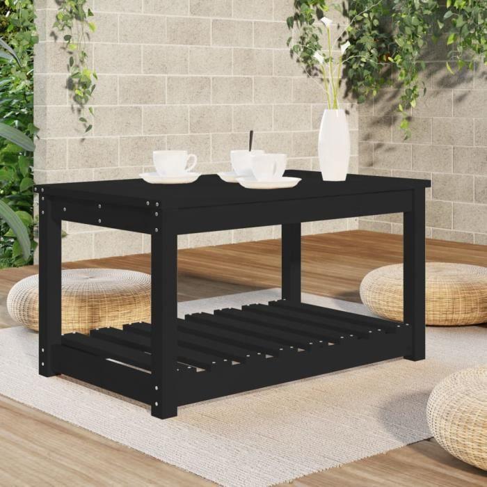 VidaXL Table de jardin noir 82,5x50,5x45 cm bois massif de pin 824138