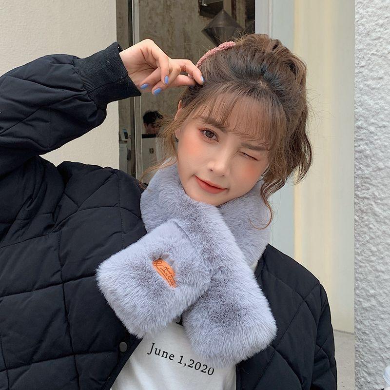 New Mao Mao Collar Scarf Winter Women's Warm Imitation Rex Rabbit Plush Scarf Neck Protection Cute Neck Cover