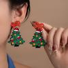 Colorful Christmas Tree Earrings with Bowknot - Cute and Creative Acrylic Studs