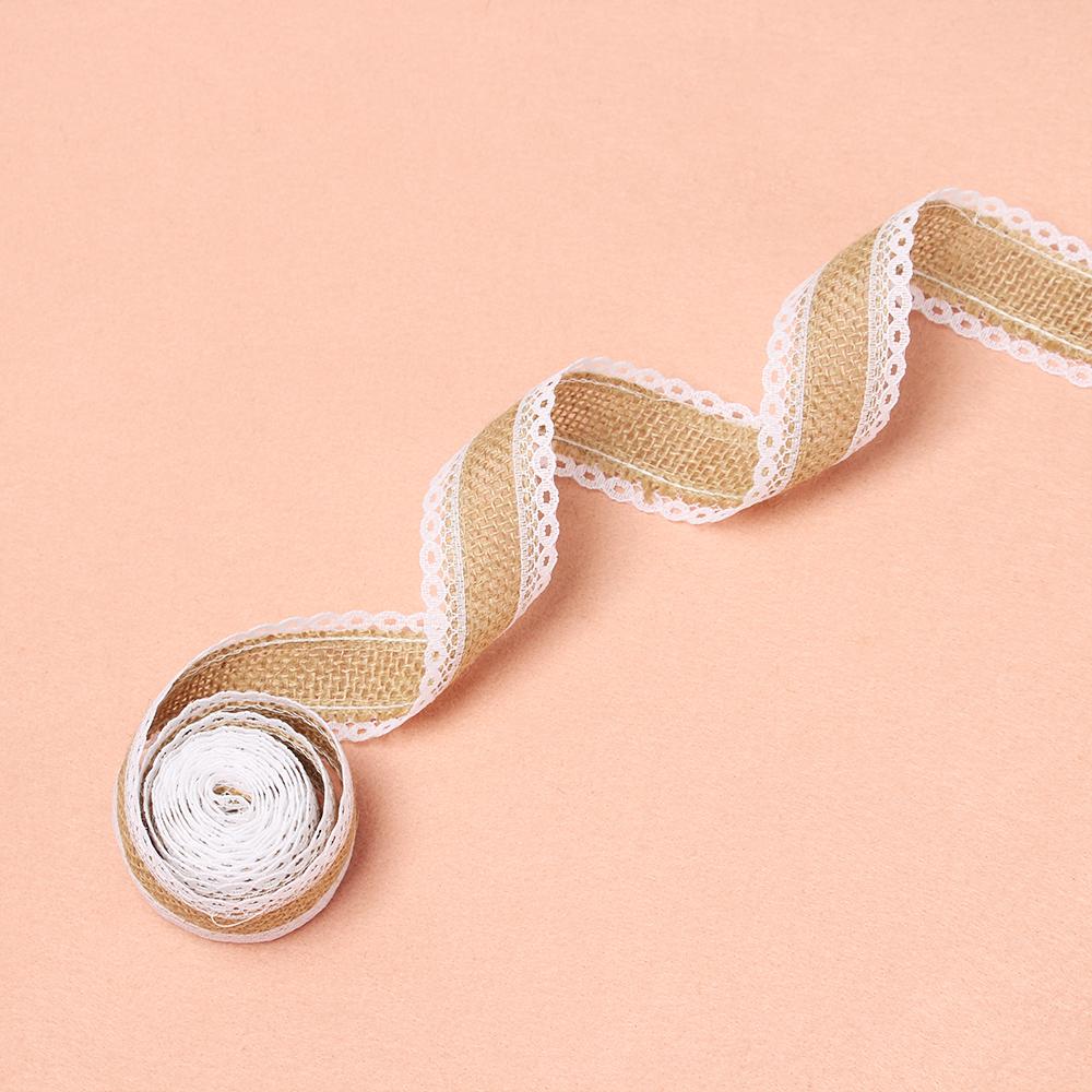 2M New DIY Crafts Home Decor Lace Trim Edge Natural Hessian Rustic Wedding Burlap Ribbon