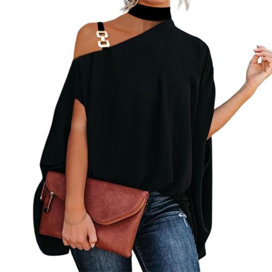 Women Blouse Pullover Baggy Batwing Sleeve Blouse Top Streetwear for Daily Wear