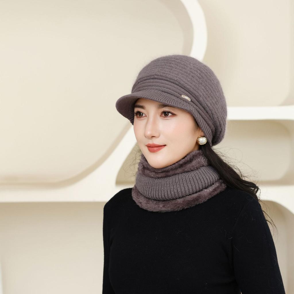 Новая осенне-зимняя шляпа для пожилых мужчин и женщин, вязаная, универсальная, теплая и повседневная, из кроличьего меха, утолщенная, модная шерстяная шляпа-котелок, бабушкин стиль