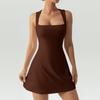 Women's Square Neck Bodice Dress Sleeveless Tank Top Stretch Mini Dresses