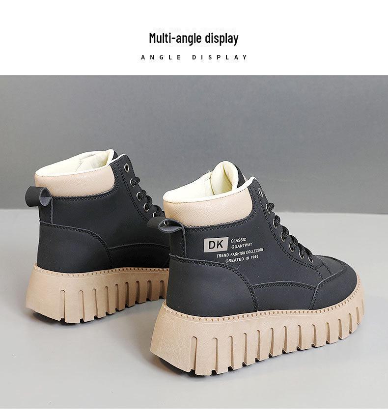 F364 2024 Осень/Зима Женские туфли на высокой платформе с бархатной подкладкой и толстой подошвой для увеличения роста.