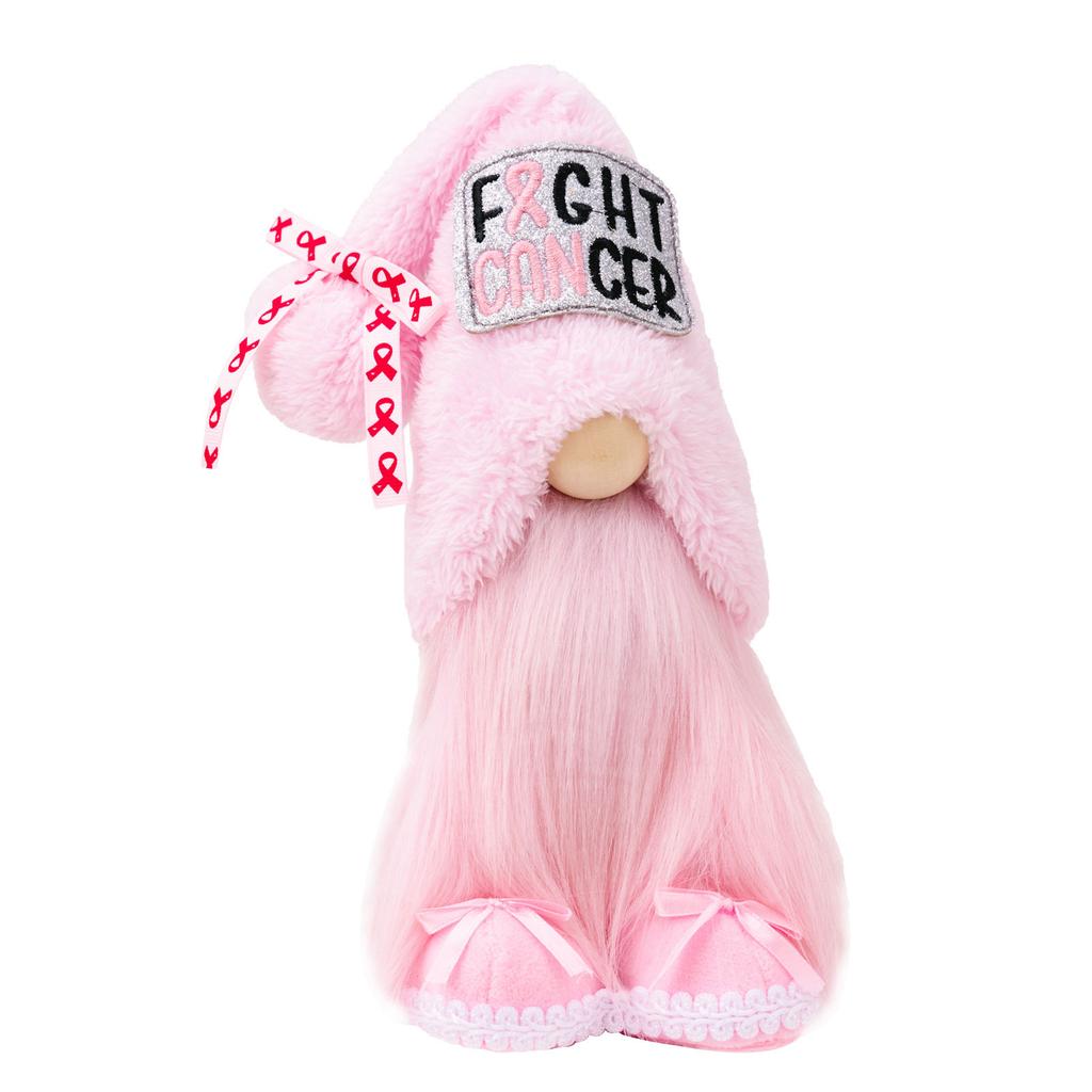 Fight Cancer Gnomes Plushies,Plush Breast Cancer Awareness Gnomes with Pink Ribbon,Stuffed Swedish Tomte for Women