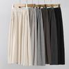 High Waist Knitted Skirt For Women Midi Black Gray Spring Autumn Long Skirts