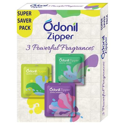 Odonil Освежитель воздуха для ванной комнаты Zipper 10 г x 3 Блоки с длительным ароматом для свежего дома Цитрусовый Жасминовый Лавандовый