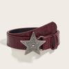Width 3.3cm Hip-hop Retro Ladies Belt Gothic Punk Five-pointed Star Buckle Pu Leather Girdle Rock Y2k Popular Red Waistband
