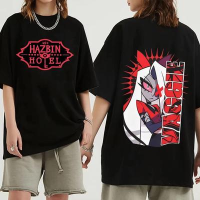2026 Hazbin Hotel Вагги Футболка Мужская Женская Харадзюку Короткий Рукав Круглый Вырез Повседневная Рубашка Подарок Весна-Лето Новинки Футболки из Чистого Хлопка